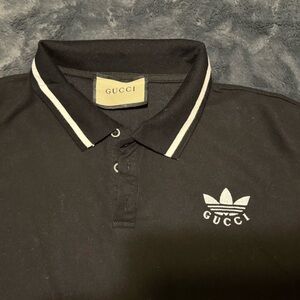 Gucci Black Polo / Adidas Luxury Collaboration Polo Shirt